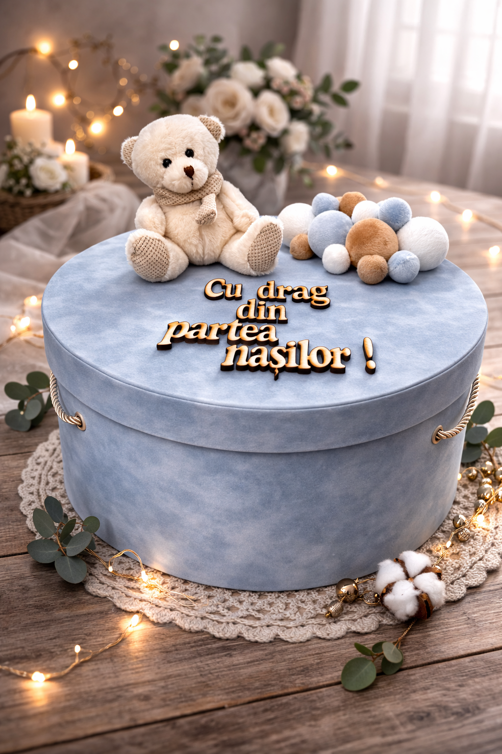 Cutie de botez urs bleu - imagine 2