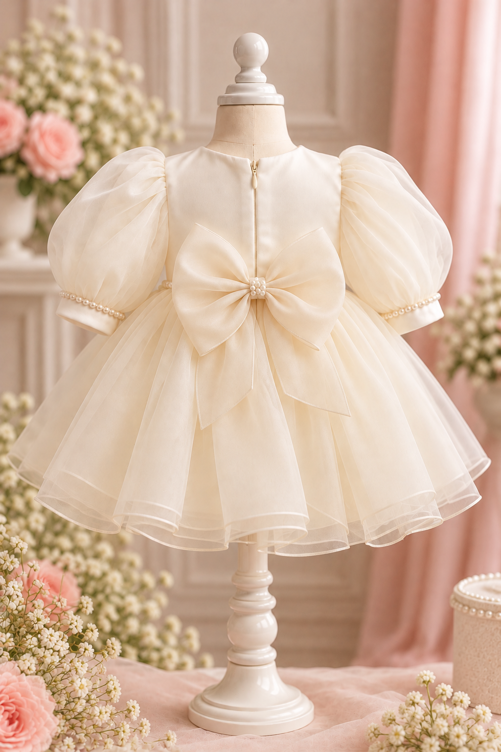 Rochița de botez Creamy Tulip - imagine 2